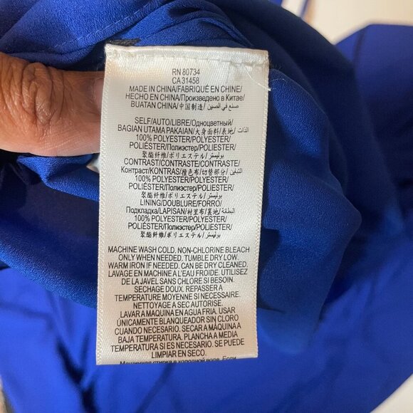 BCBGMaxAzria Royal Blue Cut Out Maxi Dress Ruffle Formal Gown Size 10 - Picture 13 of 14